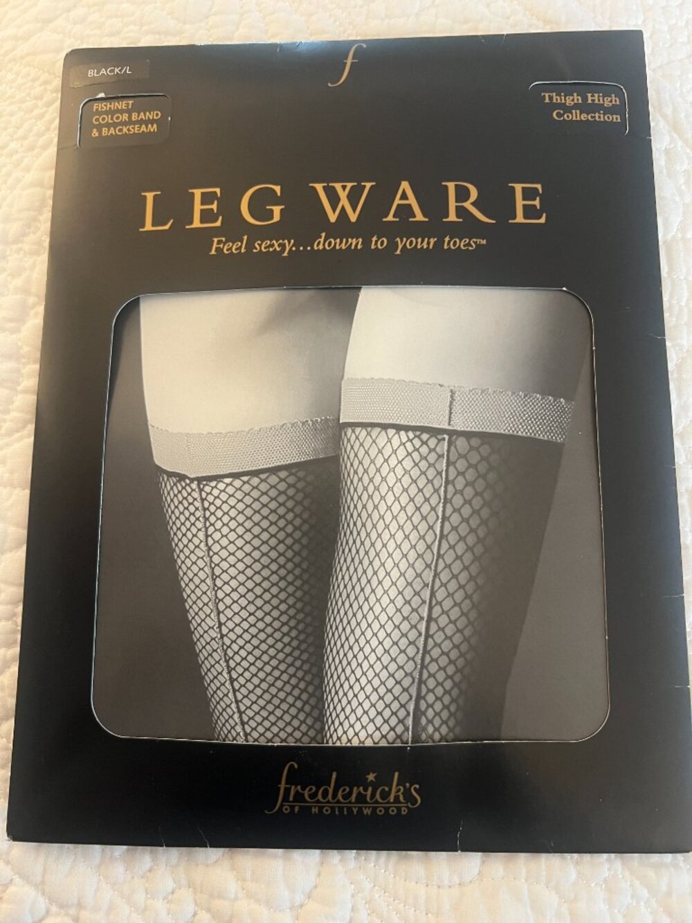Frederick's of Hollywood Leg Ware Fishnet Thigh-Highs, Size L, NWT